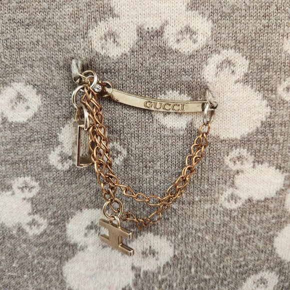 Vintage Gucci Womens Grey Turtleneck Sweater With White Pattern & Chain Detail - Picture 3 of 8